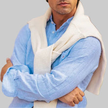 Load image into Gallery viewer, Borgo28 Banded Collar Mini Stripe Sportshirt- Blue
