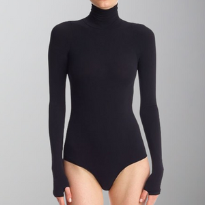 Commando Ballet Turtleneck Bodysuit with Thumbholes-Black