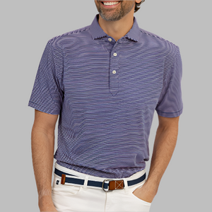 Turtleson Brady Stripe Performance Polo-Navy/Bloom