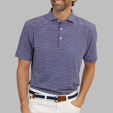 Turtleson Brady Stripe Performance Polo-Navy/Bloom