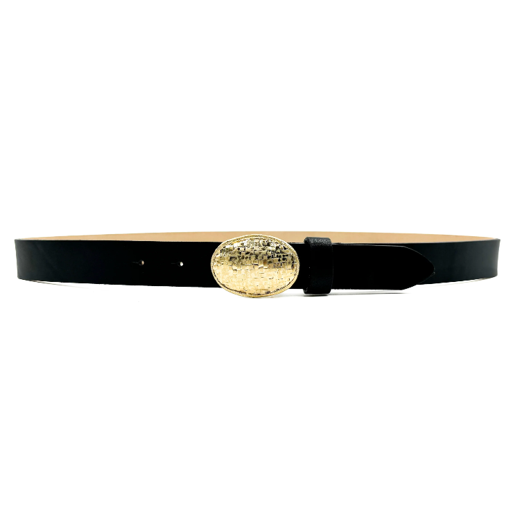 Streets Ahead Oval Belt-Black/Gold