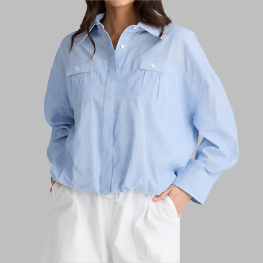 Brave + True Fisher Shirt-Blue Pinstripe