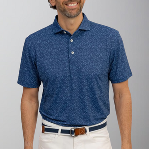 Turtleson Bubbly Print Performance Polo-Navy/Ciel