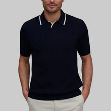 Load image into Gallery viewer, Raffi Mini Cable Johnny Collar Polo-Navy
