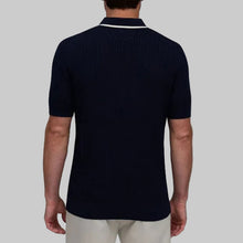 Load image into Gallery viewer, Raffi Mini Cable Johnny Collar Polo-Navy
