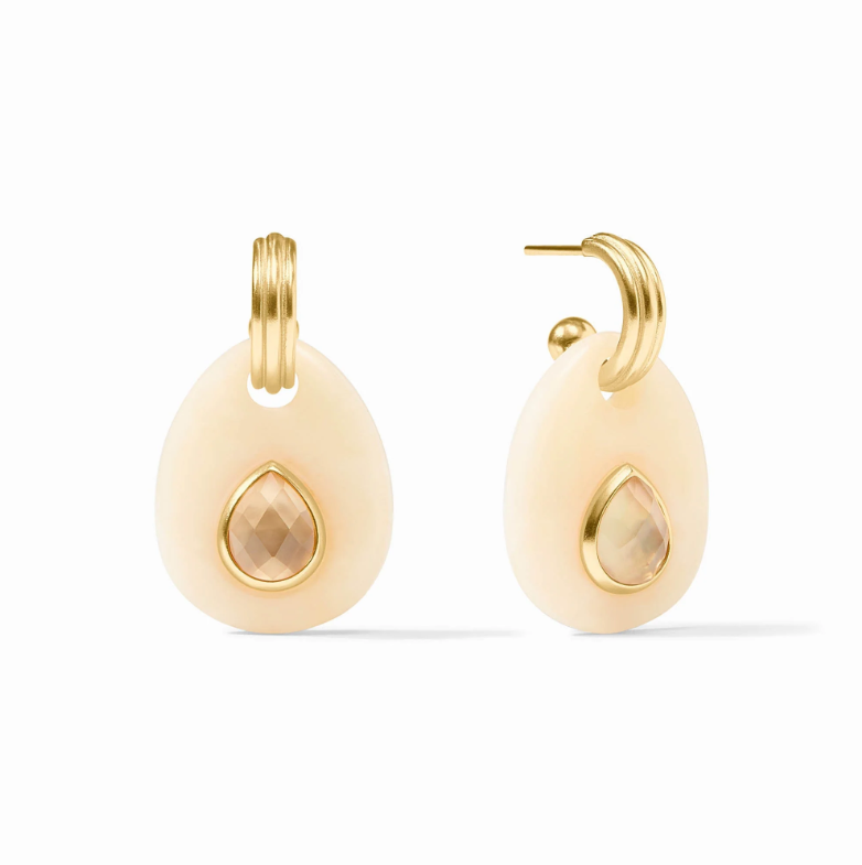 Julie Vos Carnaby Hoop & Charm Earring-Ivory