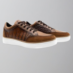 Martin Dingman Carson Alligator Grain Leather Sneaker-Pecan