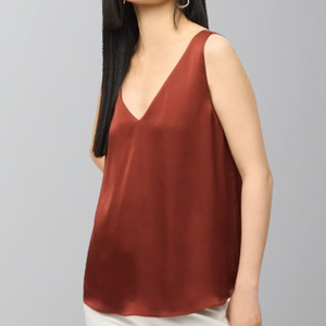 Joseph Ribkoff Satin Straight Sleeveless Top-Cinnamon