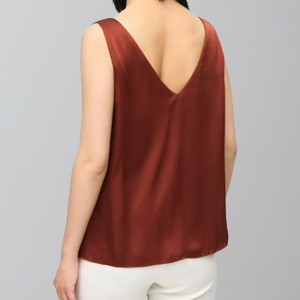 Joseph Ribkoff Satin Straight Sleeveless Top-Cinnamon