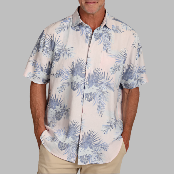 True Grit Cloud Linen Short Sleeve Sport Shirt-Pink