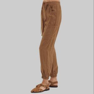 Crescent Eden Woven Cargo Jogger Pants-Brown