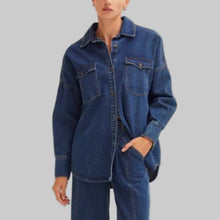 Load image into Gallery viewer, Crescent Gianna Denim Button Up Shirt-Denim Blue
