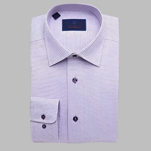 David Donahue Dress Shirt-Trim Fit-2 Tone Lilac Square