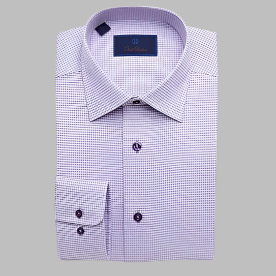 David Donahue Dress Shirt-Trim Fit-2 Tone Lilac Square