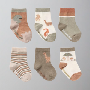 Elegant Baby Dinosaur Socks-6 pack