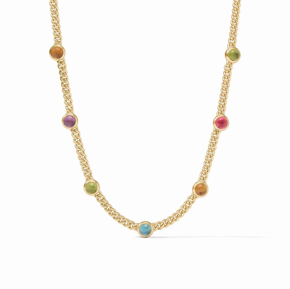 Julie Vos Dolce Delicate Station Necklace-Iridescent Multi-Stone