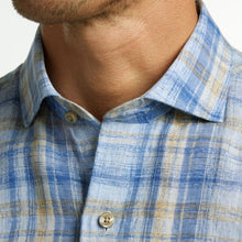 Load image into Gallery viewer, David Donahue Cotton Sport Shirt- Blue/Dune Plaid
