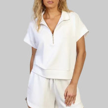 Load image into Gallery viewer, Dylan Short Sleeve Half Zip-White
