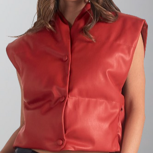 Elan High Collar Vest-Red