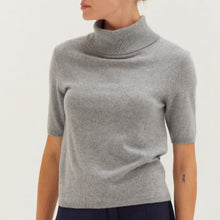 Load image into Gallery viewer, Crescent Elena Cashmere Turtleneck Top-Heather Grey
