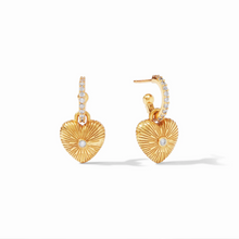 Load image into Gallery viewer, Julie Vos Esme Heart Hoop &amp; Charm Earring-Cubic Zirconia
