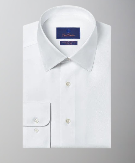 David Donahue Royal Oxford Dress Shirt-Trim Fit-White