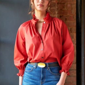 Finley Fiona Silky Poplin Shirt-Cinnamon