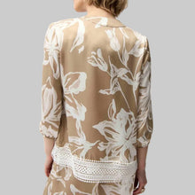 Load image into Gallery viewer, Joseph Ribkoff Satin Floral Print Top- Beige/Vanilla
