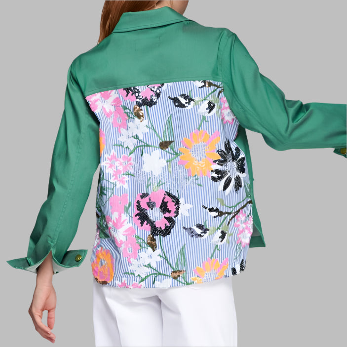 Vilagallo Olivia Embroidered Jacket-Lentejuelas Flowers