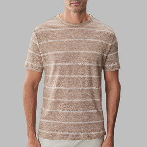 Robert Barakett Folsom Stripe Crew Tee-Tan