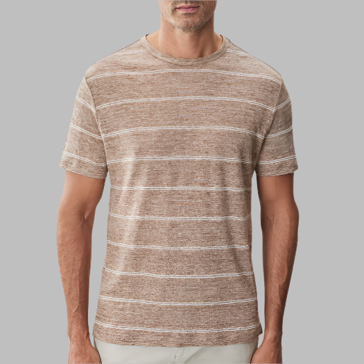 Robert Barakett Folsom Stripe Crew Tee-Tan