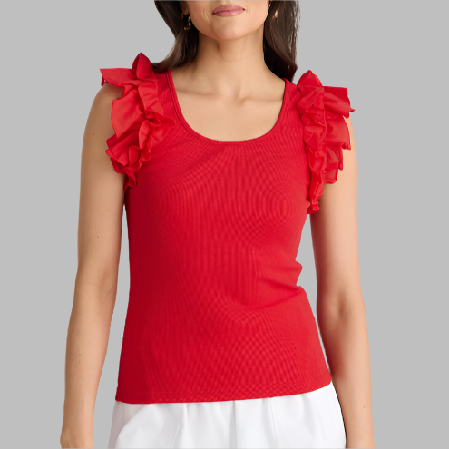 Brave + True Frills Tank-Chilli