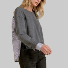 Load image into Gallery viewer, Elan Layered Crewneck-Grey/Plaid
