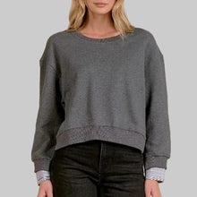 Load image into Gallery viewer, Elan Layered Crewneck-Grey/Plaid
