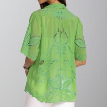 Load image into Gallery viewer, Johnny Was Chryssie Button Up Blouse-Kelly Green
