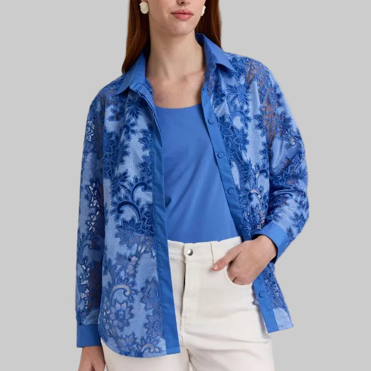 Hinson Wu Halsey Long Sleeve with Tank Set-Lake Blue