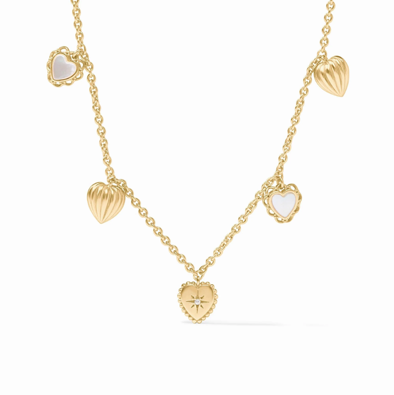 Julie Vos Heart Delicate Charm Necklace-Mother of Pearl