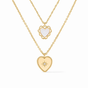 Julie Vos Heart Duo Delicate Necklace-Mother of Pearl