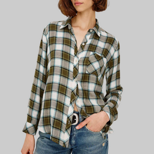 Rails Hunter Button Down Shirt-Olive Stone Blue