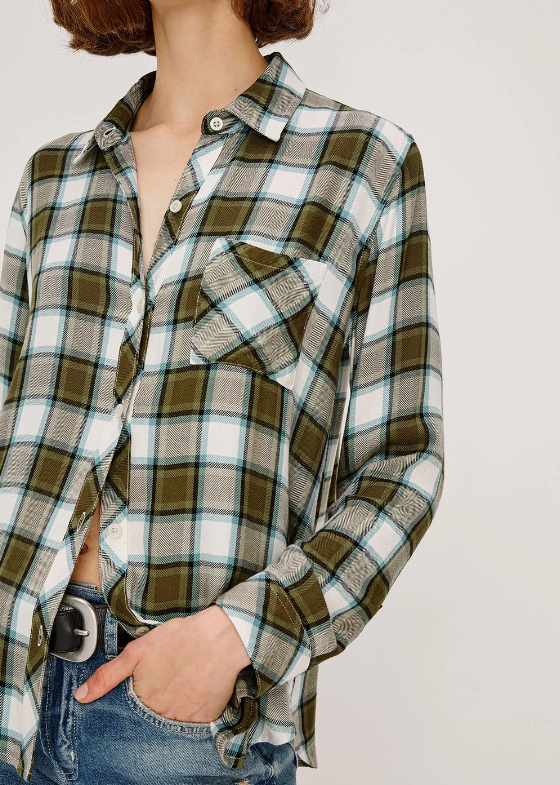 Rails Hunter Button Down Shirt-Olive Stone Blue