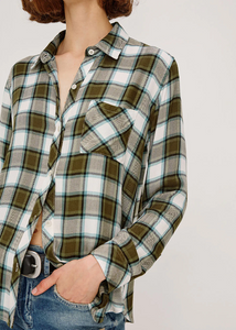 Rails Hunter Button Down Shirt-Olive Stone Blue