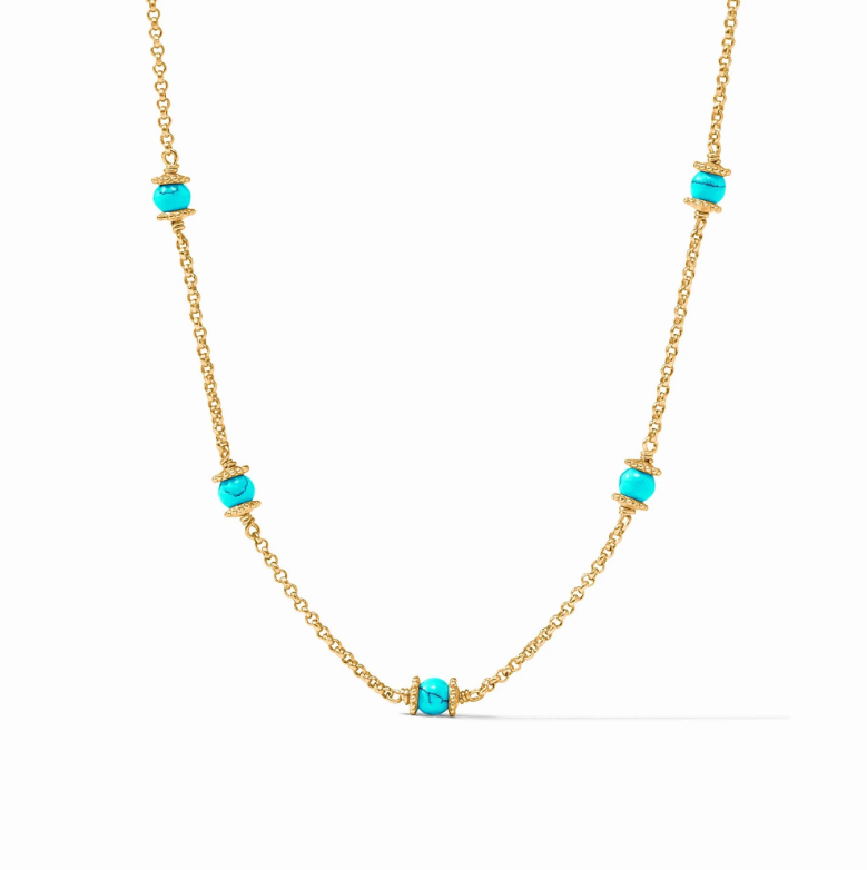 Julie Vos Hydra Delicate Station Necklace-Turquoise Blue