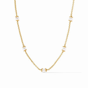 Julie Vos Hydra Delicate Station Necklace-Pearl