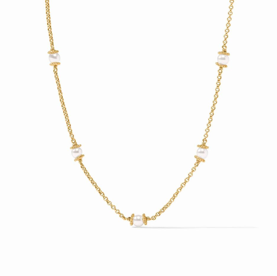 Julie Vos Hydra Delicate Station Necklace-Pearl