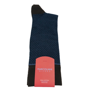 Marcoliani Mid-Calf Dress Sock-Colbalt Chainstitch