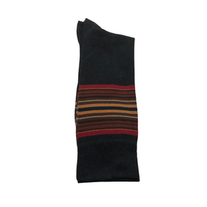 Marcoliani Mid-Calf Dress Socks-Autumn Stripes