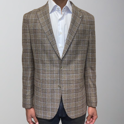 Jack Victor Sport Coat-Contemporary Fit-Midland-Brown/Tan Plaid