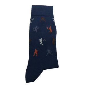 Marcoliani Mid-Calf Dress Socks-Blue Tennis
