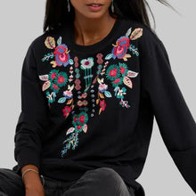 Load image into Gallery viewer, Johnny Was Isolei High Low Crew Neck Sweatshirt-Black
