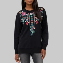 Load image into Gallery viewer, Johnny Was Isolei High Low Crew Neck Sweatshirt-Black
